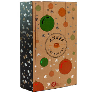 Julekalender med økologiske fyldte chokolader fra Anker Chokolade