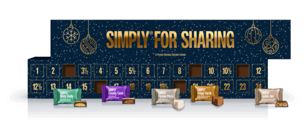 Simply Chocolate Julekalender Simply for Sharing, 600g.